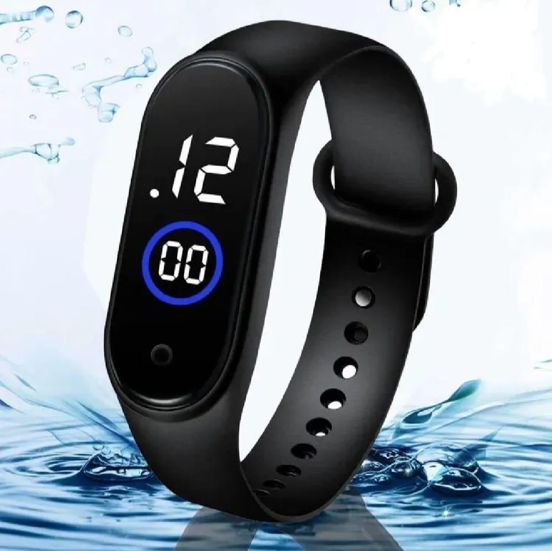 Waterproof LED Smart Watch for Boys & Girls | Dust & Waterproof Silicone M4 Bracelet – Black - JSJunoon.com