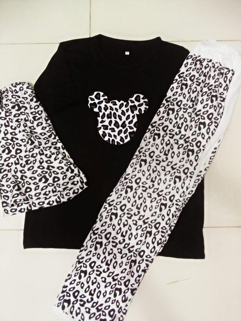 Women’s 3 Pcs Cotton Jersey Printed Night Suit – Shirt, Trouser & Shorts Set - JSJunoon.com