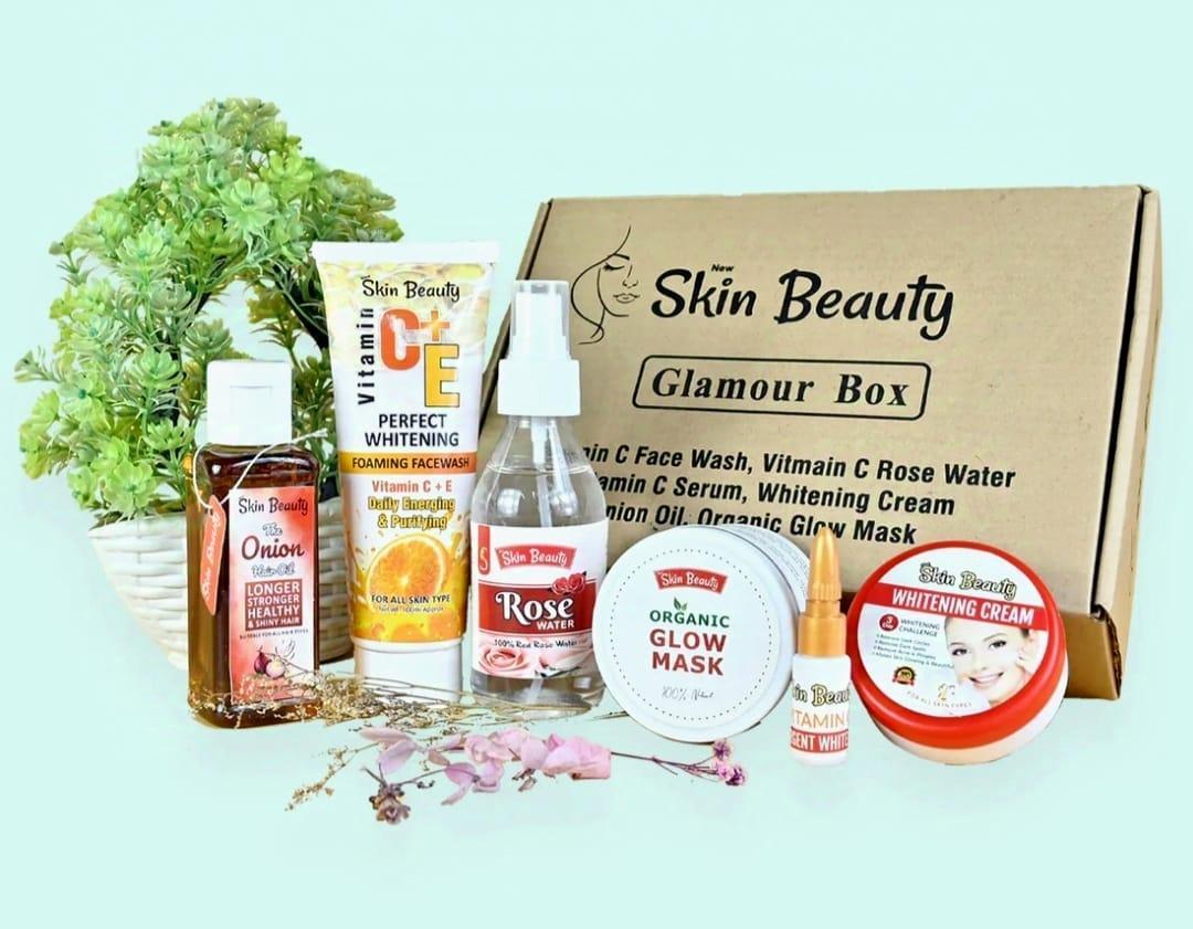 6 in 1 Skincare & Haircare Bundle | Face Toner, Wash, Whitening Cream, Vitamin C Serum, Mask & Hair Oil