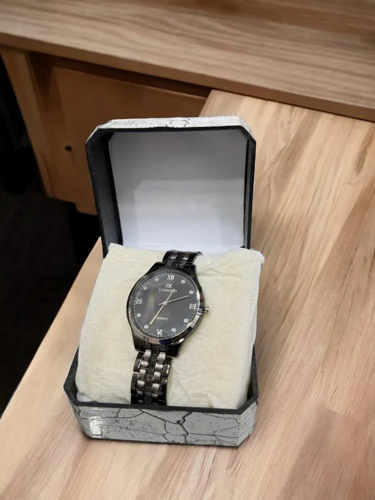 JS JUNOON Men's Analogue Chain Watch – Stainless Steel, Round Case, Black Dial, Stylish & Durable, 1 Pc - JSJunoon.com
