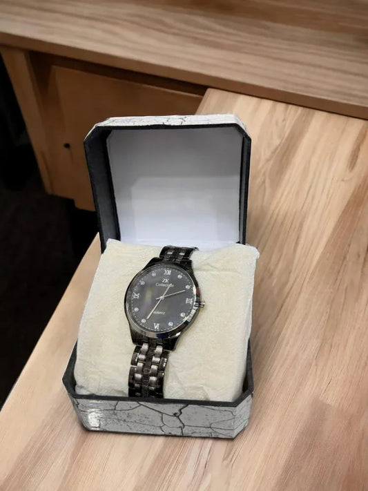 JS JUNOON Men's Analogue Chain Watch – Stainless Steel, Round Case, Black Dial, Stylish & Durable, 1 Pc - JSJunoon.com