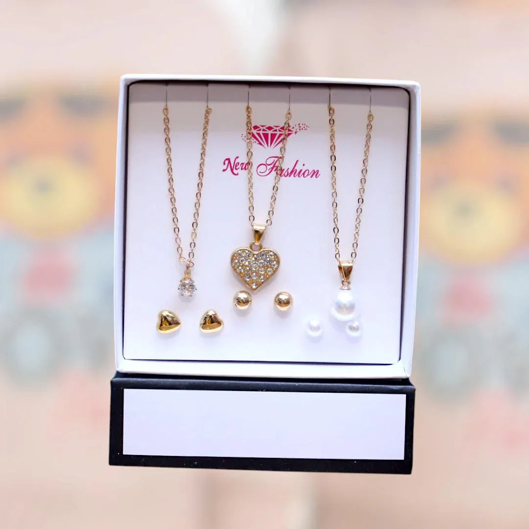 JS Junoon Funky Gold Plated Pendant Set – 6 Pcs Stainless Steel Jewelry - JSJunoon.com