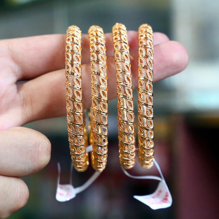 JS Junoon 2 Pcs Indian Design Gold Plated Crystal Kara Bangles – Women’s Stainless Steel Jewelry Set