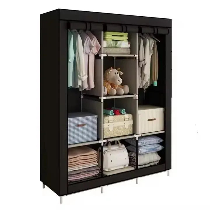 3-Door Parachute Wardrobe Organizer – Red & Black, 1 Pc - JSJunoon.com