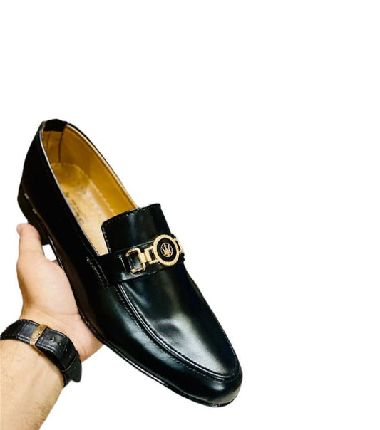 JS Junoon Men’s Rexine Formal Dress Shoes – Black Classic Footwear