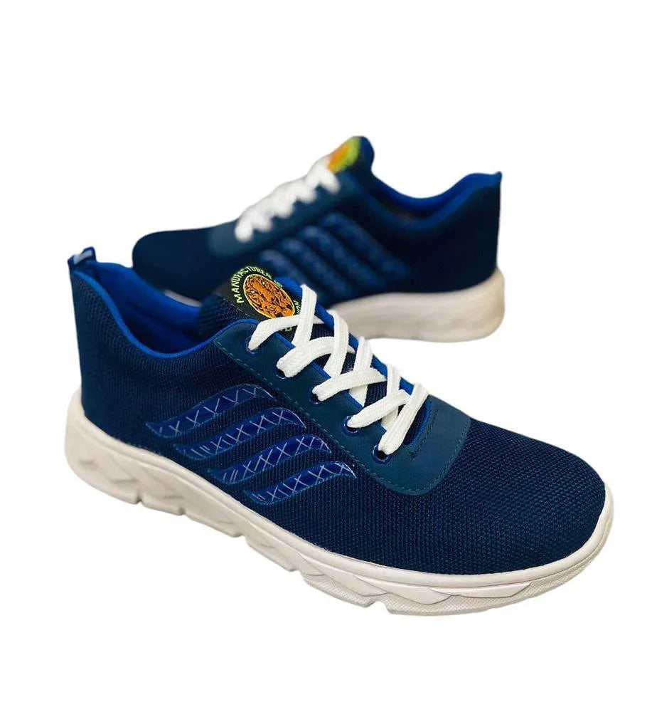 JS Junoon Men's Walking Shoes – Comfortable Textile Fabric Sneakers with PR Rubber Sole (Blue) - JSJunoon.com