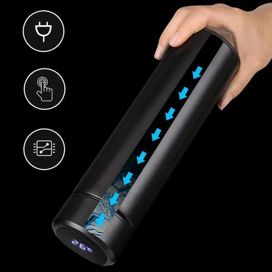 Insulated Temperature Water Bottle – Stainless Steel 1 Pc, 500ml Black Gym Bottle, Leak-Proof, Keeps Water Cold - JSJunoon.com