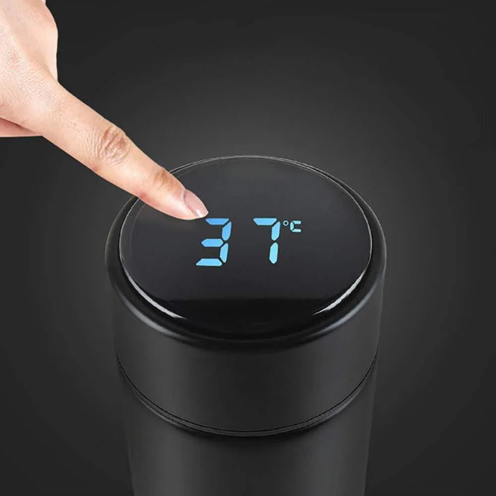 Insulated Temperature Water Bottle – Stainless Steel 1 Pc, 500ml Black Gym Bottle, Leak-Proof, Keeps Water Cold - JSJunoon.com