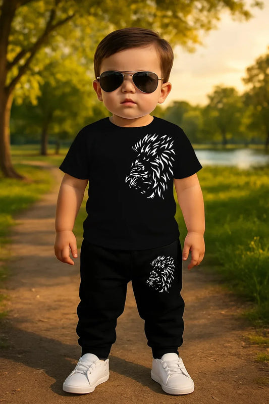 Kids Tracksuit Pack of 2 (T-Shirt & Trouser) – High Quality Fabric with 3D Digital Print | Ages 1–8 Years - JSJunoon.com