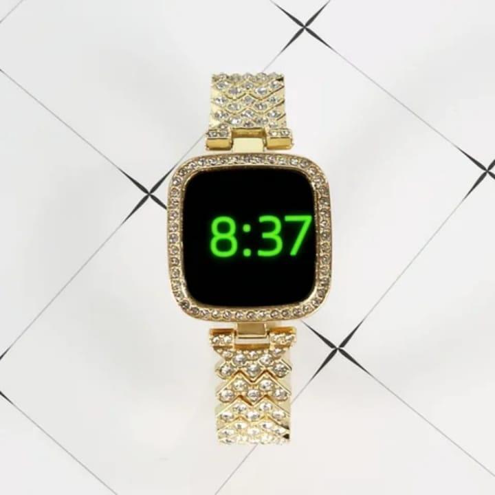 JS Junoon Women’s Jewellery Zircon LED Watch – Stainless Steel, 25mm Elegant Design