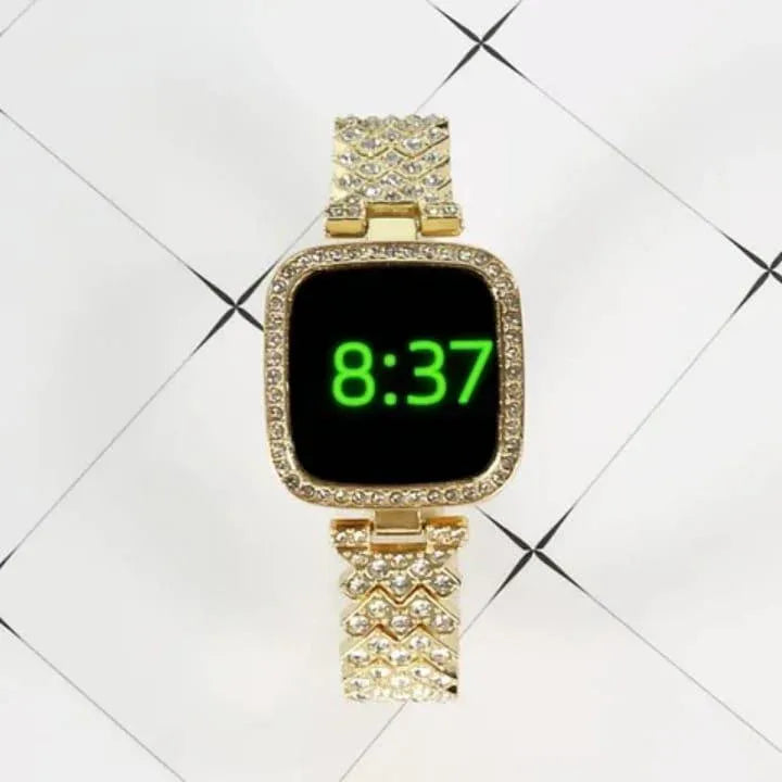JS Junoon Women’s Jewellery Zircon LED Watch – Stainless Steel, 25mm Elegant Design - JSJunoon.com