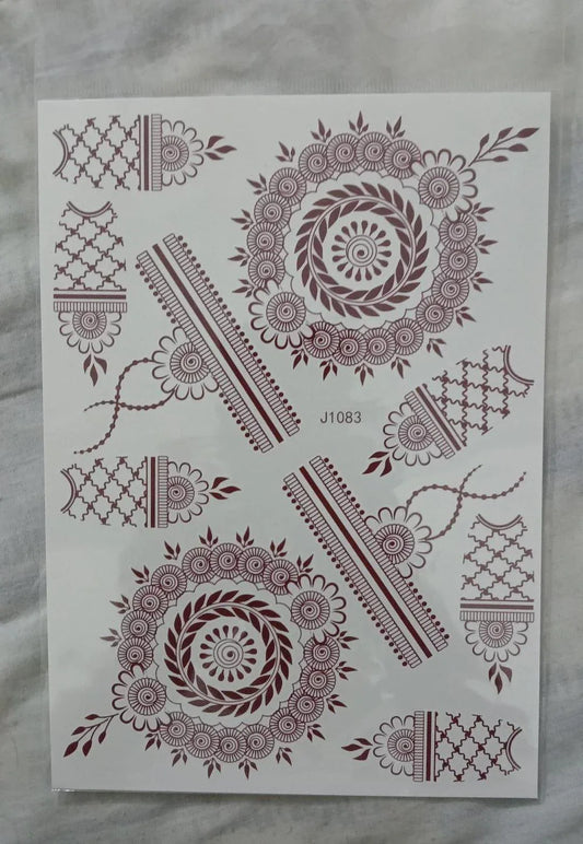 JS Junoon Elegant Brown Self-Adhesive Mehndi Sticker – Stylish Body Art for Women - JSJunoon.com