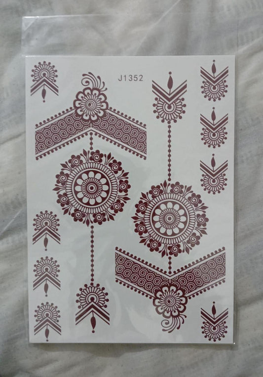JS Junoon Elegant Brown Self-Adhesive Mehndi Sticker – Easy-to-Apply Body Art for Women