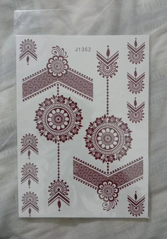 JS Junoon Elegant Brown Self-Adhesive Mehndi Sticker – Easy-to-Apply Body Art for Women - JSJunoon.com