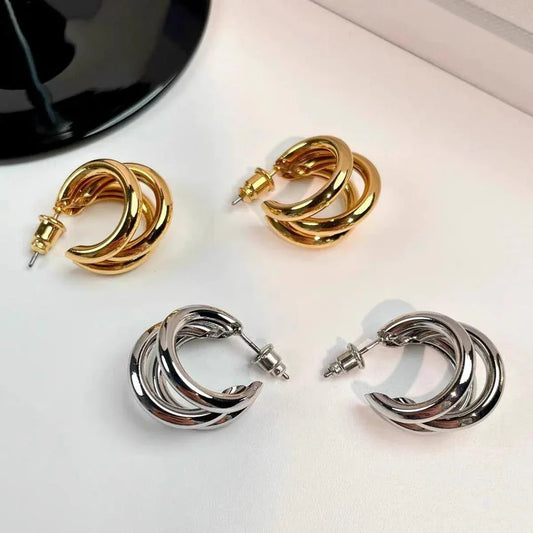 JS Junoon Elegant Alloy Earrings – 2 Pcs Women’s Jewelry (Golden & Silver) - JSJunoon.com