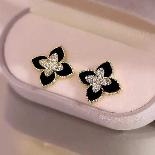 JS Junoon Sparkling Four-Leaf Studs with Cubic Zirconia – 2 Pcs Women’s Earrings (PJT-991) - JSJunoon.com