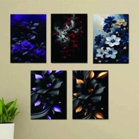 5 Pcs Abstract Art Wall Frame – Colorful MDF Wooden Decor, 8x11 Inch Each