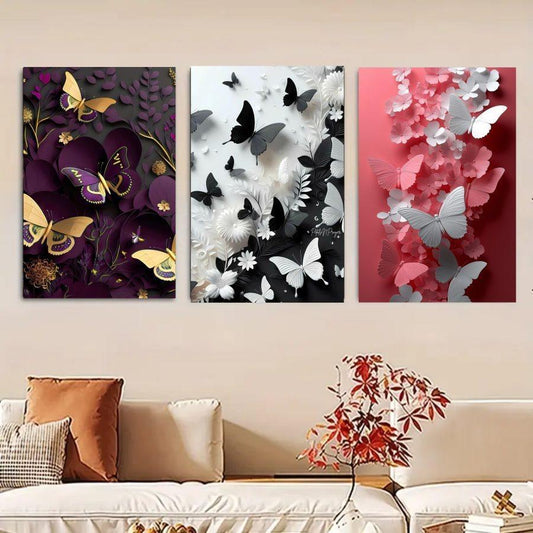 Multicolor Abstract Art Wall Frames – Set of 3 MDF Wooden Frames, 8x11 Inch Each