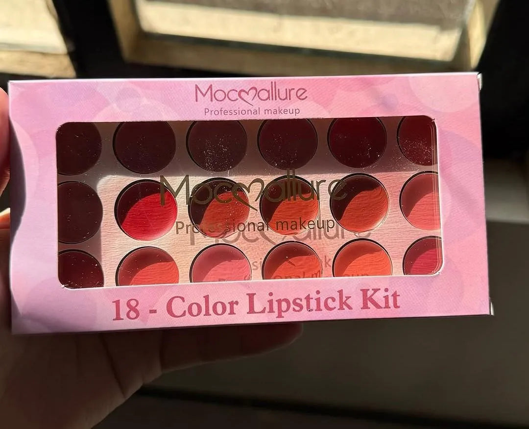 Matte Finish Lipstick Collection | 18 Pcs Creamy Long-Lasting Lipsticks in Pink, Red & Nude