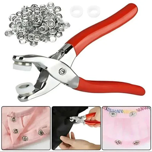 Tich Button Machine with 50 Buttons – Heavy-Duty Metal Snap Fastener Tool for Sewing, Red - JSJunoon.com