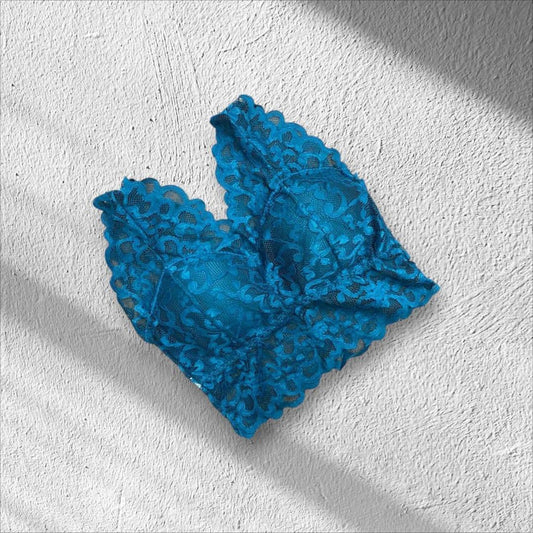 JS JUNOON Jacquard Lace Work Push-Up Padded Bra – Turquoise, Free Size - JSJunoon.com