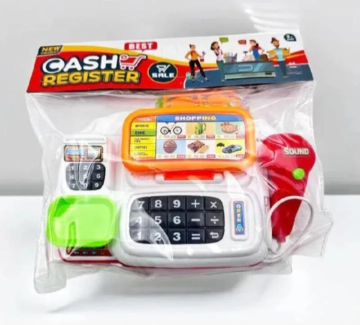 Plastic Cash Register Toy with Light & Sound – 13 Pcs Play Set for Kids - JSJunoon.com