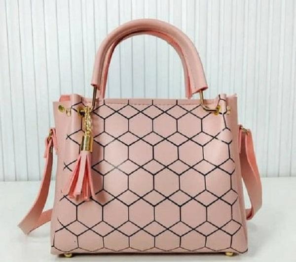 JS Junoon Women’s Rexine Printed Shoulder Bag – Pink, Stylish Everyday Handbag