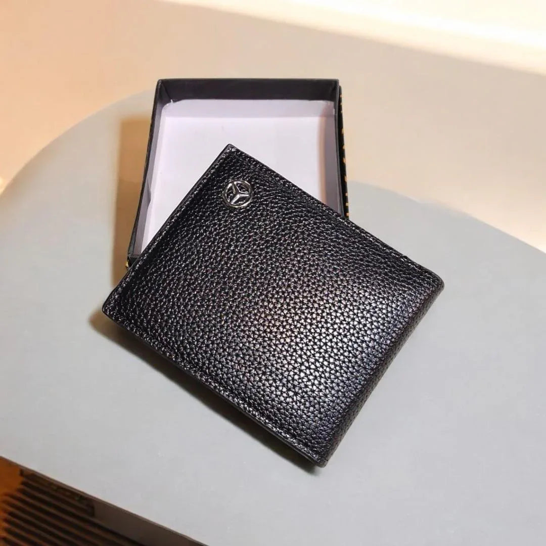 JS JUNOON Men's Black Leather Wallet – Stylish Slim Design, Textured Finish, Pocket-Friendly & Easy to Carry, 1 Pc - JSJunoon.com