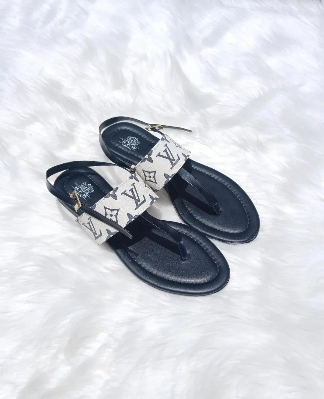 Women’s Rexine Fancy Sandals – Black Plain Design, Comfortable Fancy Slippers (Sizes 36–44) - JSJunoon.com