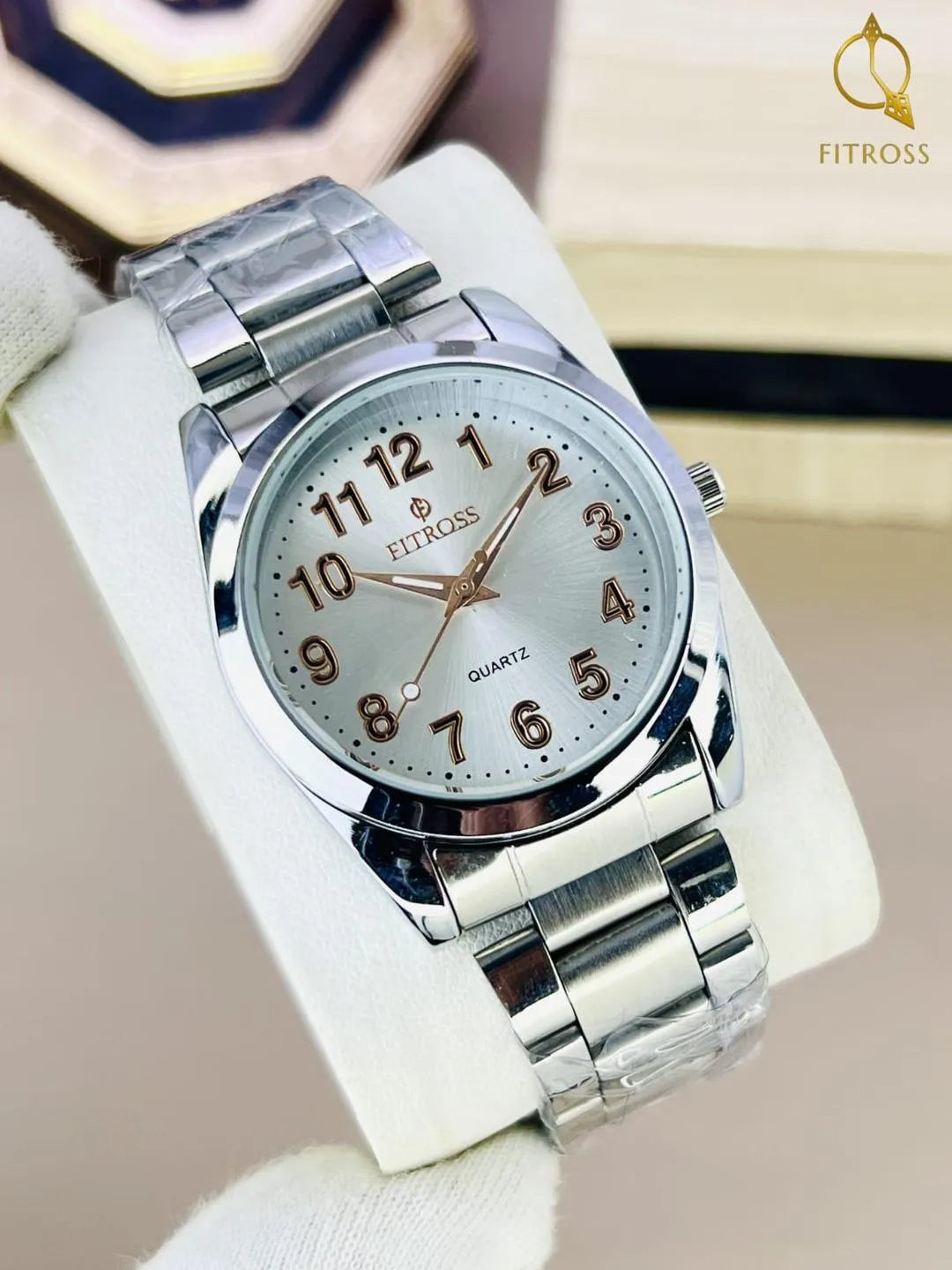 Men’s Stainless Steel Quartz Analogue Watch – Silver Chain Strap, 24-Hour Display, Water Resistant