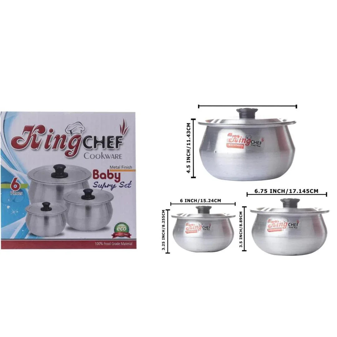 KingCook Aluminium Baby Suprey Milk Pot Set – 3 Pcs Cooking Pots for Daily Kitchen Use - JSJunoon.com