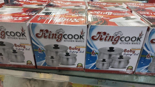 KingCook Aluminium Baby Suprey Milk Pot Set – 3 Pcs Cooking Pots for Daily Kitchen Use