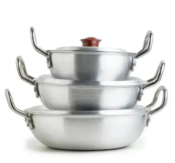 Aluminium Baby Wok with Lid Set – Small Size Karahi Cooking Pots Pack of 3 Pc - JSJunoon.com