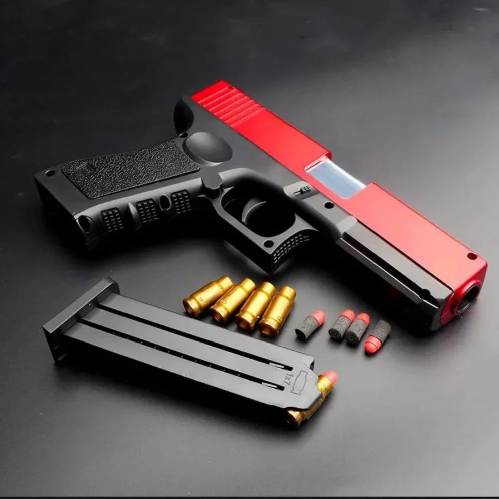 Kid's Plastic Toy Gun with 8 Soft Bullets – Multicolor (2 Pcs Set) - JSJunoon.com