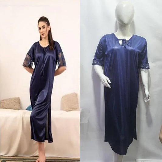 Women’s Comfortable Jersey Nightwear – Lightweight Plain Blue Sleepwear (1 Pc, Free Size) - JSJunoon.com