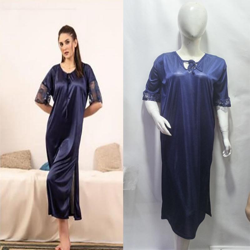 Women’s Comfortable Jersey Nightwear – Lightweight Plain Blue Sleepwear (1 Pc, Free Size) - JSJunoon.com