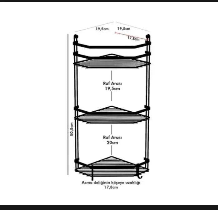 Corner 3-Tier Metal Organizer Shelf – Rust-Resistant Black Storage Rack - JSJunoon.com