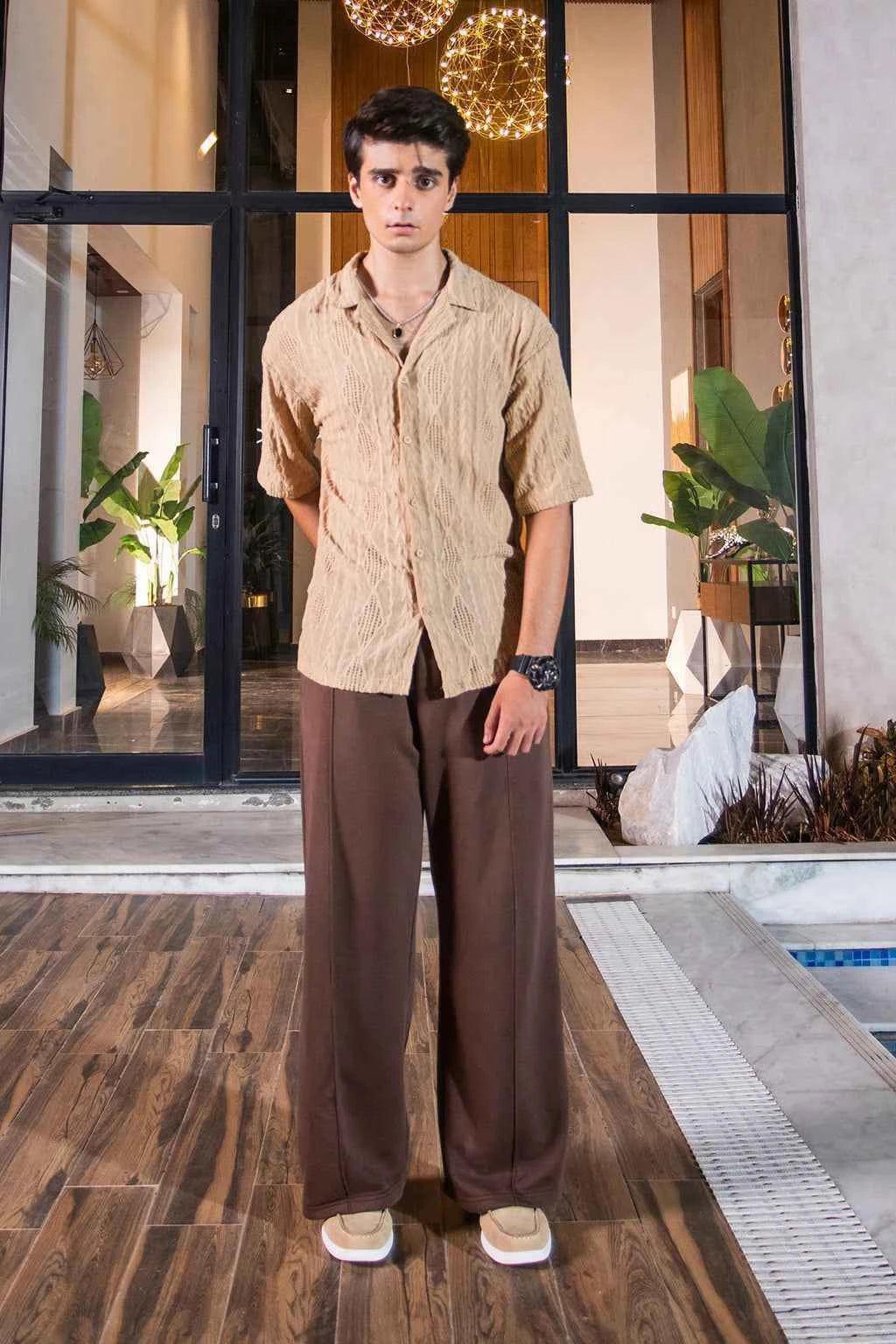Men’s Relaxed Fit Cotton Trouser – Chocolate Brown, Comfortable Plain Pants for Casual & Everyday Wear - JSJunoon.com