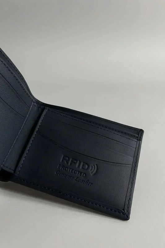 JS JUNOON Minimalist RFID Leather Bi-Fold Wallet – Slim, Secure & Stylish, 1 Pc, Brown/Black - JSJunoon.com