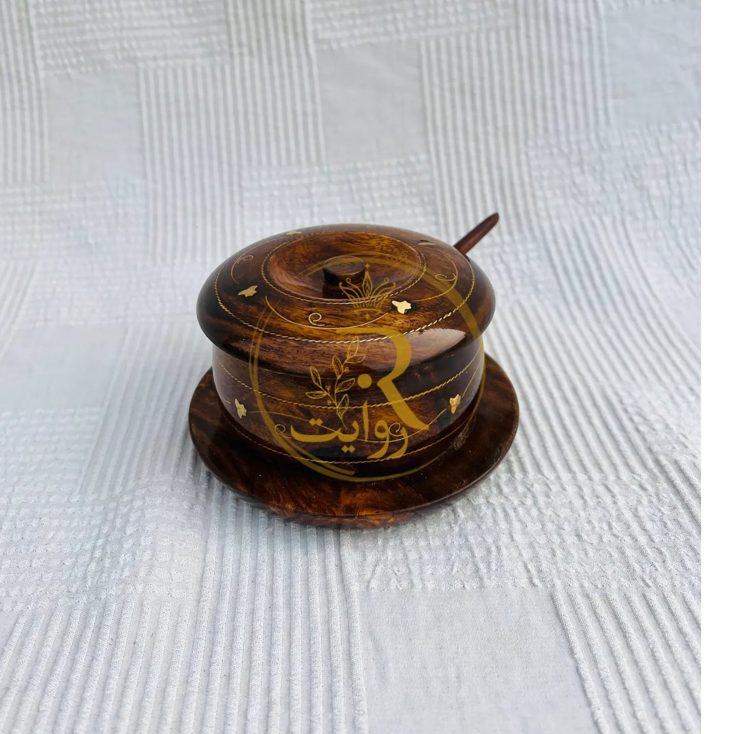 JS Junoon Antique Handcrafted Wooden Sugar Dan with Brass Work – Elegant Kitchen & Table Décor