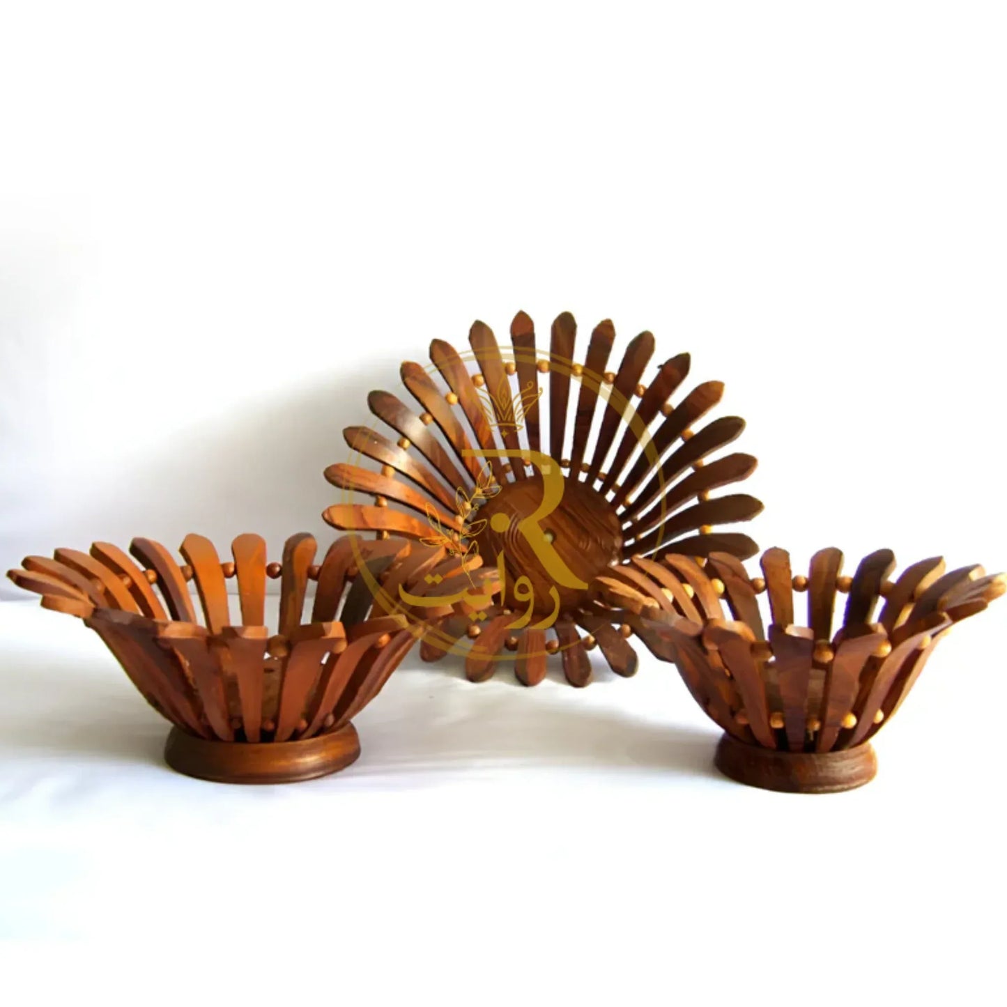 JS Junoon Handcrafted Wooden Fruit Basket Set – 3-Piece Dining & Kitchen Decor - JSJunoon.com