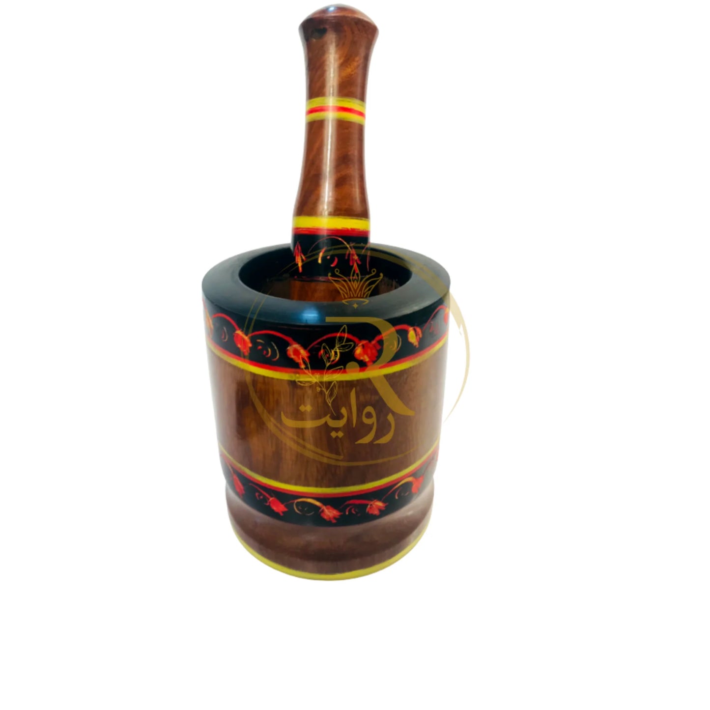 JS Junoon Wooden Handmade Mortar & Pestle (Chatu Danda) – Traditional Kitchen Tool for Spices & Herbs