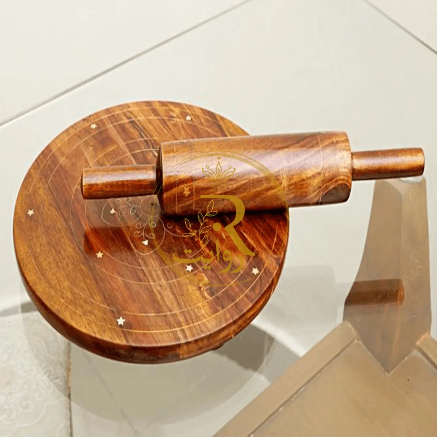 JS Junoon Handmade Bread Roller (Chakla Belan) with Brass Work – Wooden Roti Maker - JSJunoon.com
