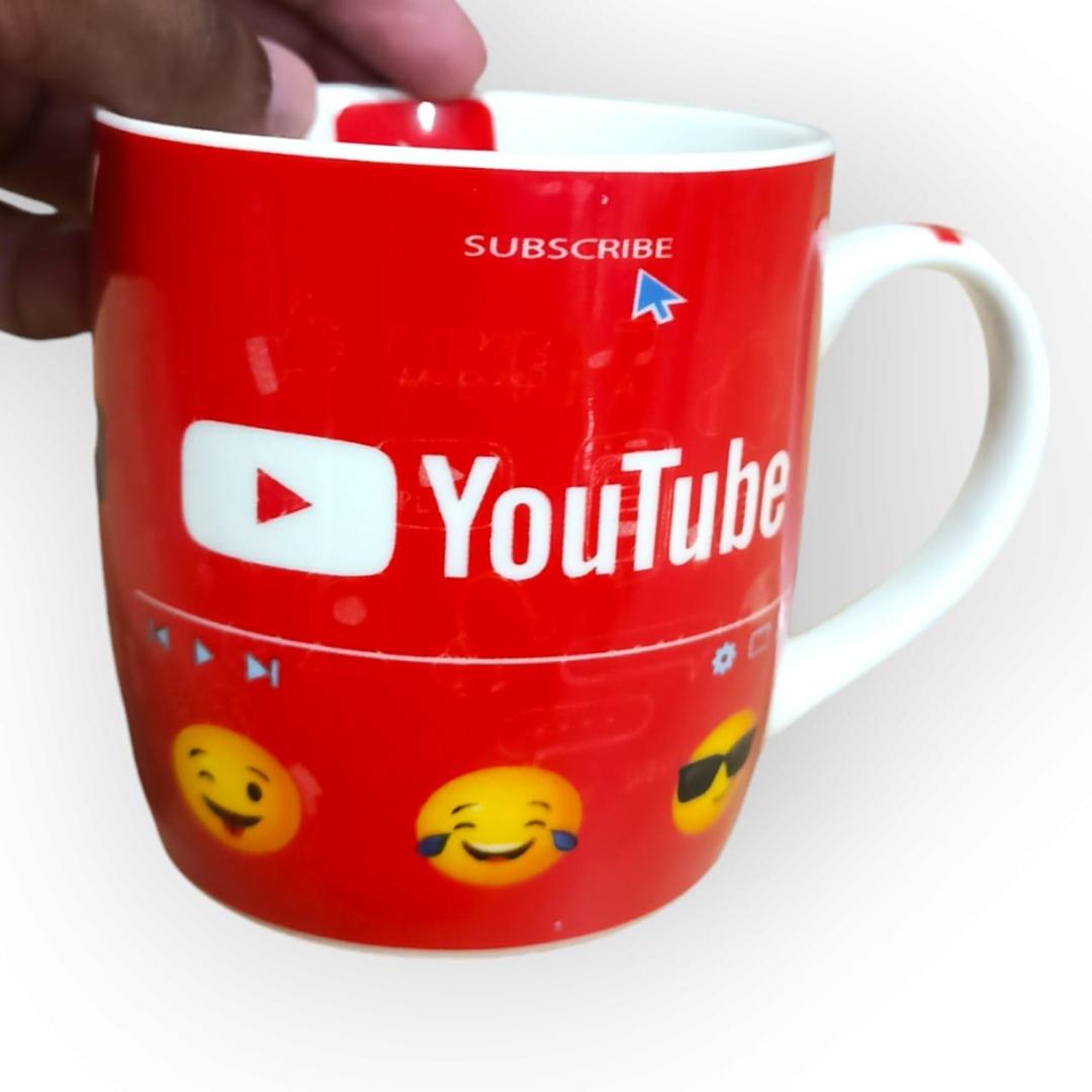 JS Junoon YouTube Printed Tea Cup – Premium Ceramic Mug for Tea & Coffee