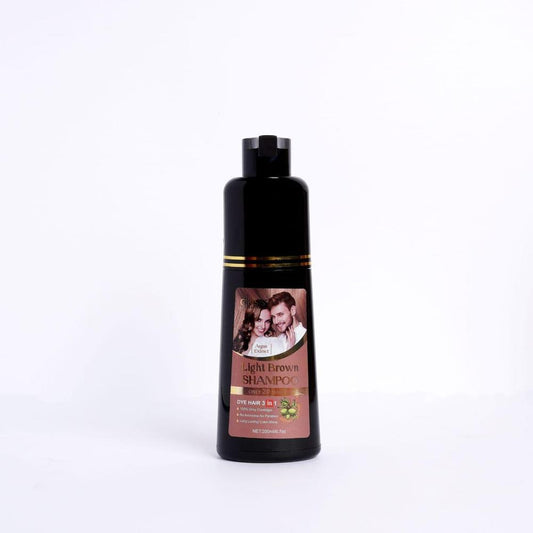 Hair Color Shampoo Light Brown – 200ml, Professional Salon Quality, Grey Coverage & Nourishing Argan Extract Formula