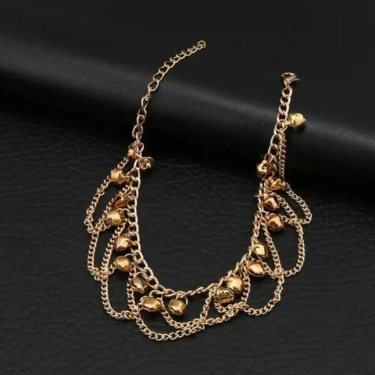 JS Junoon Stunning Gold Plated Pair of Bells Anklet – 2 Pcs Women’s Adjustable Jewelry - JSJunoon.com