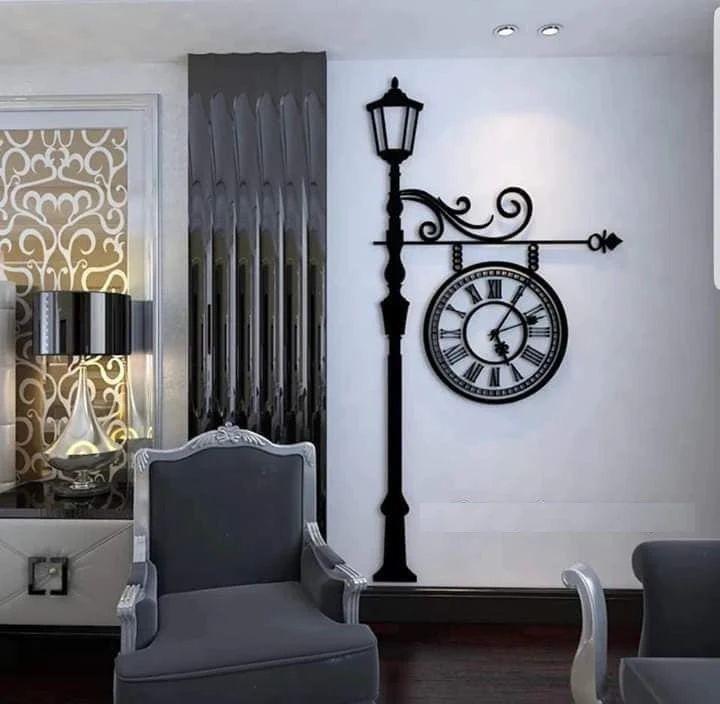 Street Lamp Design Laminated Sheet Wall Clock – 48x12 Inch, Modern Chipboard Clock - JSJunoon.com