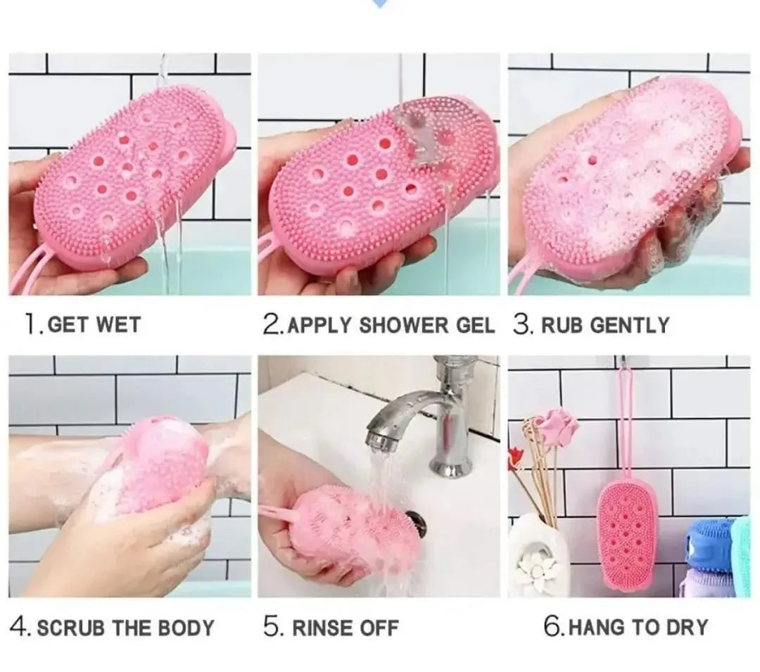 Long-lasting Odor Protection Silicone Bath Body Brush | Super Soft Exfoliating Shower Scrubber for Sensitive Skin - JSJunoon.com