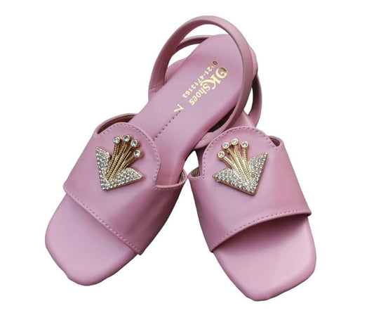 JS Junoon Women’s Flat PVC Sandals – Pink, Textured Comfortable Casual Footwear