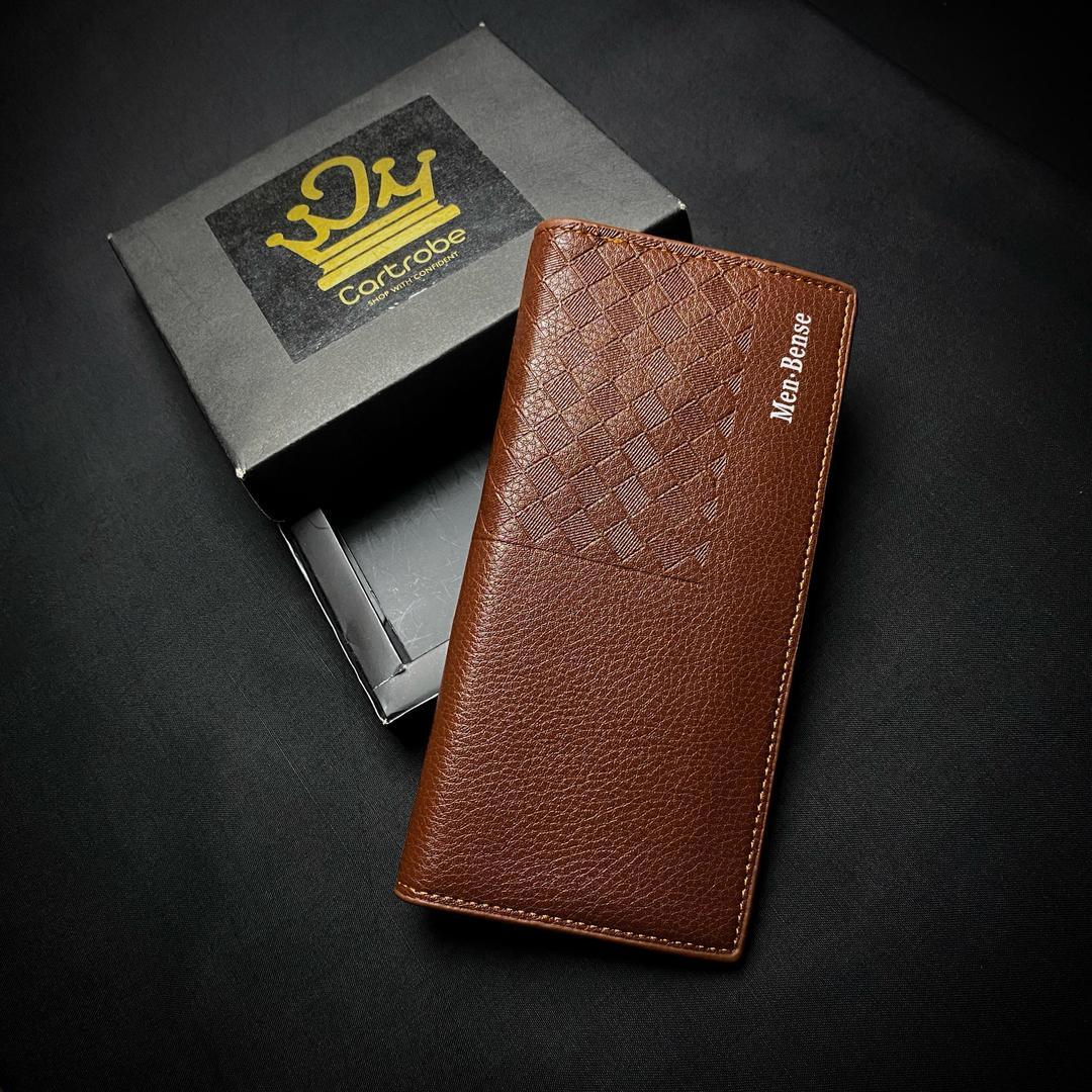 JS JUNOON Unisex PU Leather Long Wallet with 6 Card Holder Pockets – Textured Brown, Secure Zipper & Spacious Money Compartments, 1 Pc - JSJunoon.com